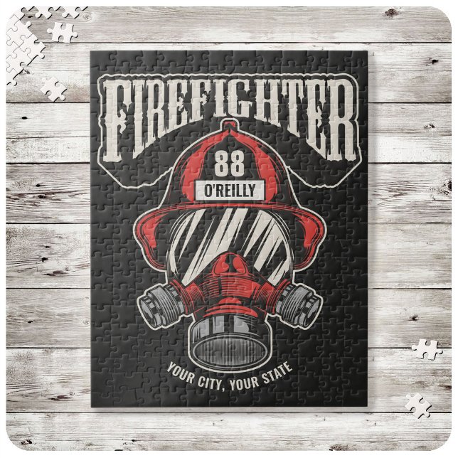 Personalized Firefighter Mask Fire Dept Helmet Jigsaw Puzzle (Creator Uploaded)