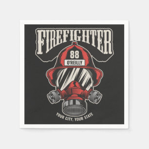 Personalized Firefighter Mask Fire Dept Helmet Napkin
