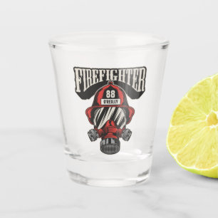 Personalized Firefighter Mask Fire Dept Helmet Shot Glass