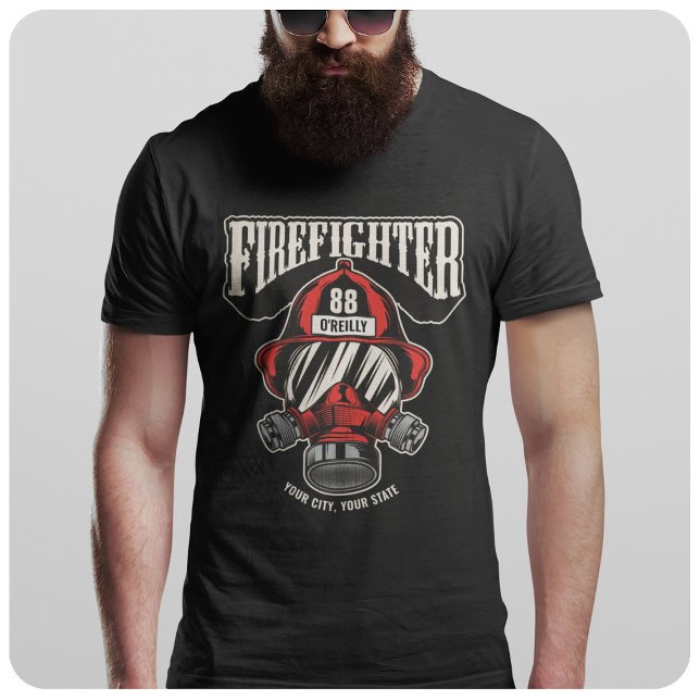 Personalized Firefighter Mask Fire Dept Helmet T-Shirt (Creator Uploaded)