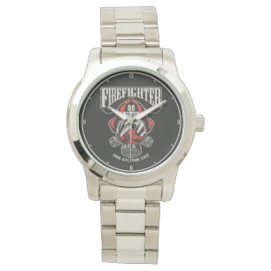 Personalized Firefighter Mask Fire Dept Helmet  Watch