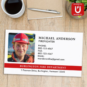 Personalized Firefighter Photo Fire Department Magnetic Business Card