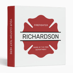 Personalized Firefighter Red Logo Symbol Binder