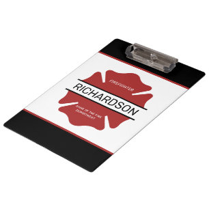 Personalized Firefighter Red Logo Symbol Clipboard