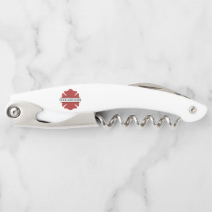 Personalized Firefighter Red Logo Symbol Corkscrew