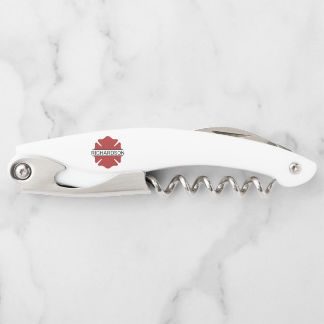 Personalized Firefighter Red Logo Symbol  Corkscrew (Front)