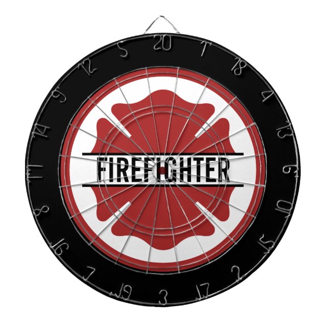 Personalized Firefighter Red Logo Symbol  Dartboard (Front)