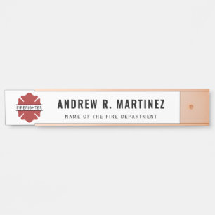 Personalized Firefighter Red Logo Symbol  Door Sign