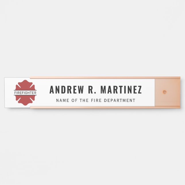 Personalized Firefighter Red Logo Symbol  Door Sign (Front)