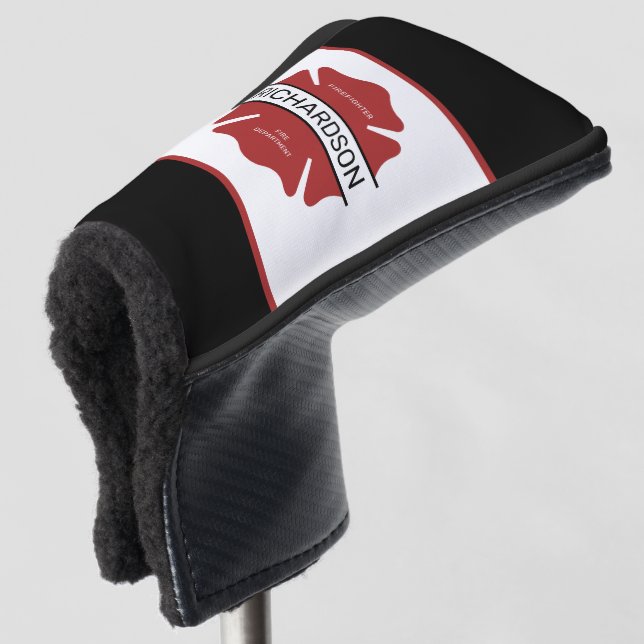 Personalized Firefighter Red Logo Symbol  Golf Head Cover (3/4 Front)