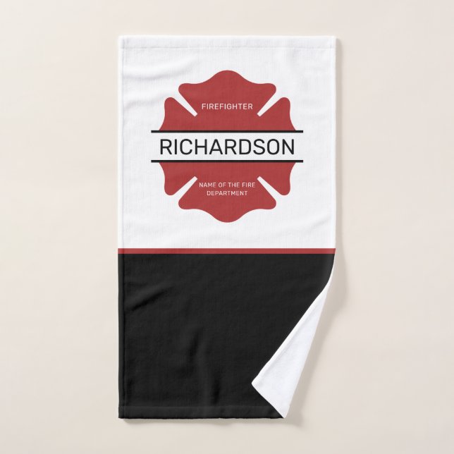 Personalized Firefighter Red Logo Symbol  Hand Towel (Hand Towel)