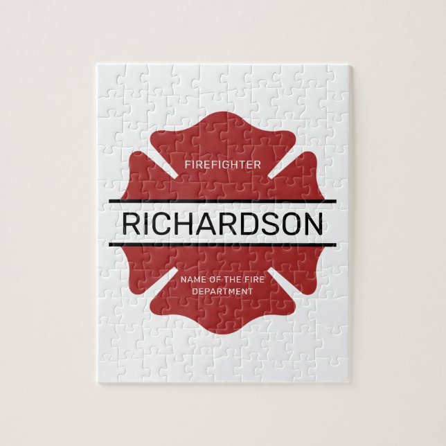 Personalized Firefighter Red Logo Symbol  Jigsaw Puzzle (Vertical)