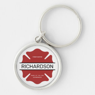 Personalized Firefighter Red Logo Symbol Keychain