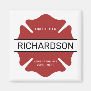 Personalized Firefighter Red Logo Symbol Magnet