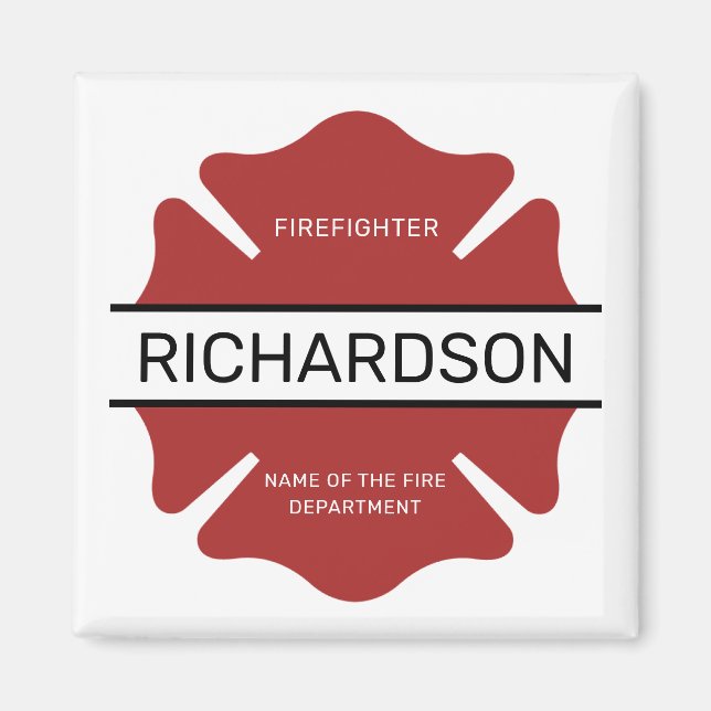 Personalized Firefighter Red Logo Symbol  Magnet (Front)