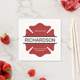 Personalized Firefighter Red Logo Symbol  Napkin