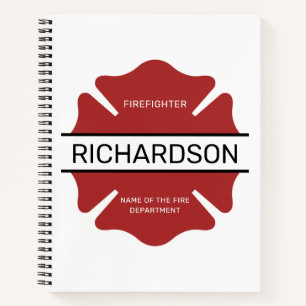 Personalized Firefighter Red Logo Symbol Notebook