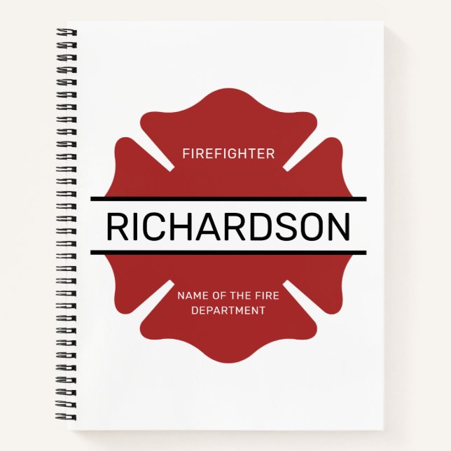 Personalized Firefighter Red Logo Symbol  Notebook (Front)