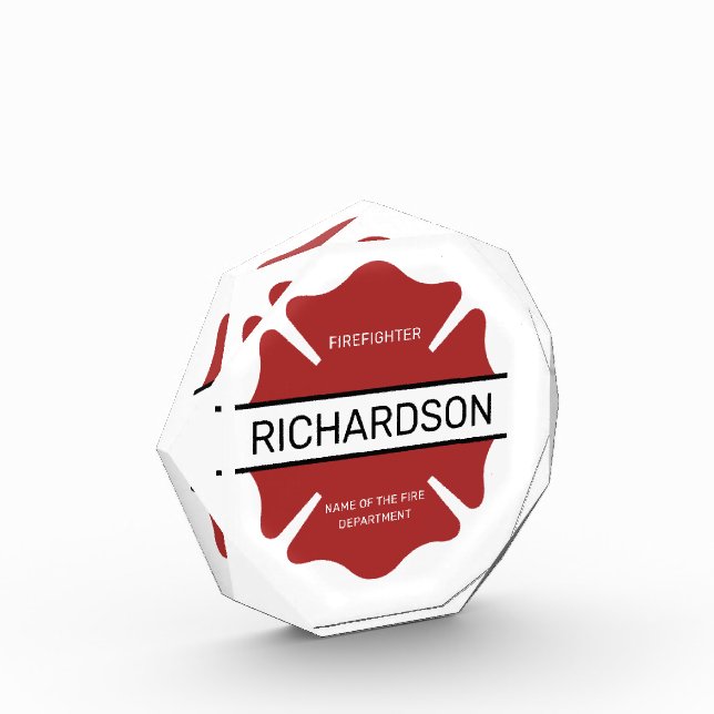 Personalized Firefighter Red Logo Symbol  Photo Block (Left)