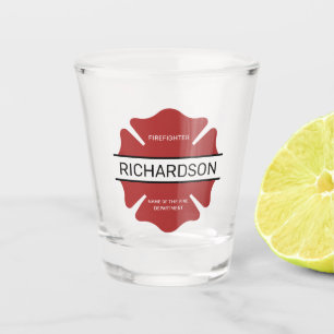 Personalized Firefighter Red Logo Symbol Shot Glass