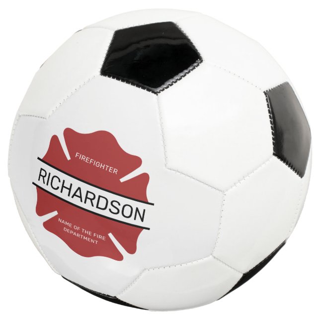 Personalized Firefighter Red Logo Symbol  Soccer Ball (Three Quarter)
