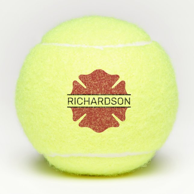 Personalized Firefighter Red Logo Symbol  Tennis Balls (Front)