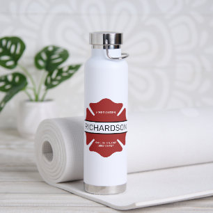 Personalized Firefighter Red Logo Symbol  Water Bottle