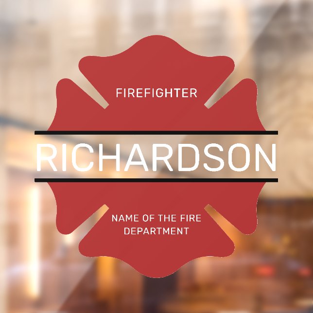Personalized Firefighter Red Logo Symbol  Window Cling (Sheet 2)