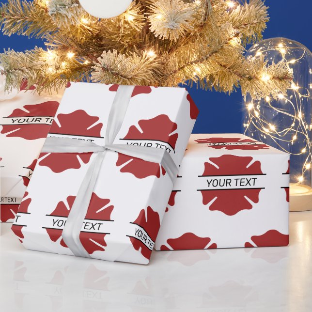 Personalized Firefighter Red Logo Symbol  Wrapping Paper (Holidays)