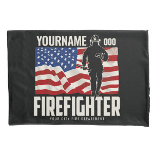 Personalized Firefighter Rescue USA Flag Patriotic Pillowcase