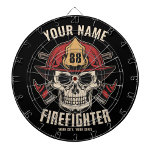 Personalized Firefighter Skull Fireman Fire Dept D Dartboard<br><div class="desc">Personalized Firefighter Skull Fireman Fire Department design - Skeleton with Red Helmet and Dual Axes. Customize with your Name,  Station/Dept Number and location.</div>