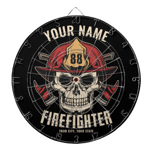 Personalized Firefighter Skull Fireman Fire Dept D Dartboard