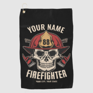 Personalized Firefighter Skull Fireman Fire Dept Golf Towel