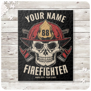 Personalized Firefighter Skull Fireman Fire Dept  Jigsaw Puzzle