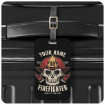 Personalized Firefighter Skull Fireman Fire Dept  Luggage Tag<br><div class="desc">Personalized Firefighter Skull Fireman Fire Department design - Skeleton with Red Helmet and Dual Axes. Customize with your Name,  Station/Dept Number and location.</div>