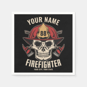 Personalized Firefighter Skull Fireman Fire Dept Napkin