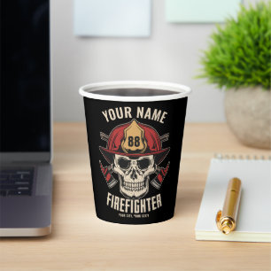 Personalized Firefighter Skull Fireman Fire Dept Paper Cups