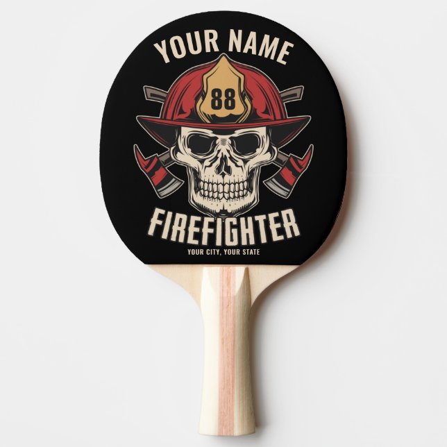 Personalized Firefighter Skull Fireman Fire Dept  Ping Pong Paddle (Front)