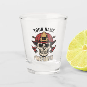 Personalized Firefighter Skull Fireman Fire Dept Shot Glass
