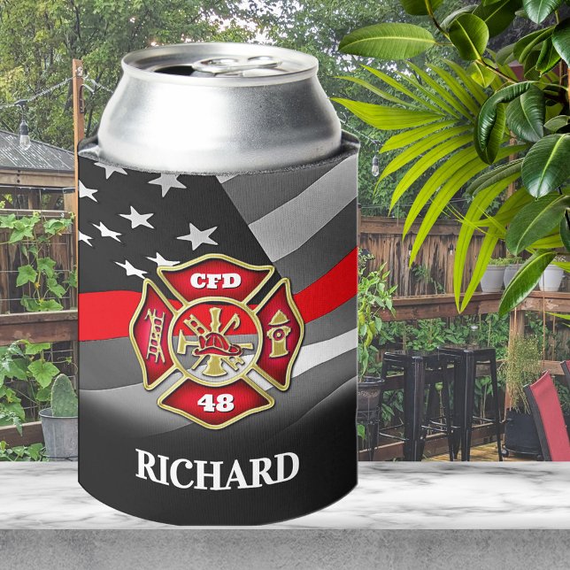 Personalized Firefighter Thin Red Line Custom Can Cooler (Creator Uploaded)