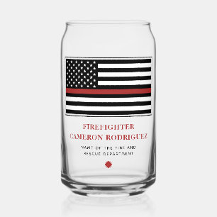 Personalized Firefighter Thin Red Line Fire Rescue Can Glass