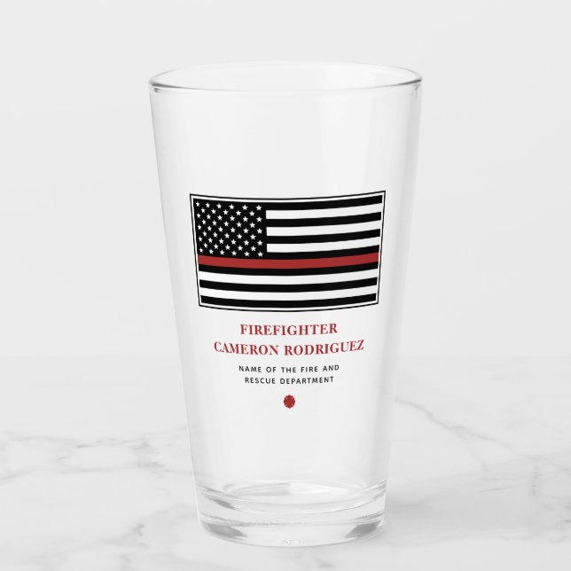 Personalized Firefighter Thin Red Line Fire Rescue Glass (Front)