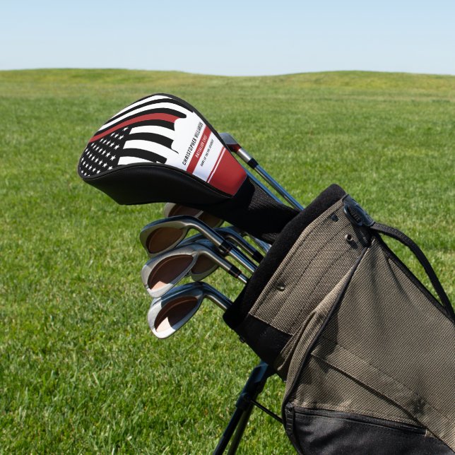 Personalized Firefighter Thin Red Line Fire Rescue Golf Head Cover (In Situ)