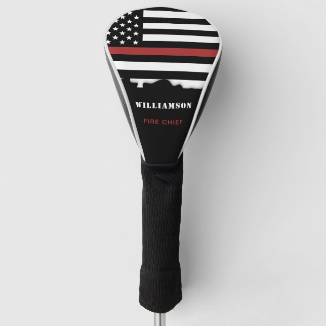 Personalized Firefighter Thin Red Line Fire Rescue Golf Head Cover (Front)