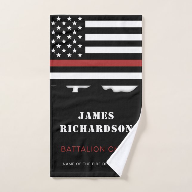 Personalized Firefighter Thin Red Line Fire Rescue Hand Towel (Hand Towel)