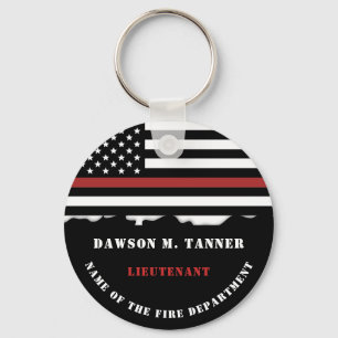 Personalized Firefighter Thin Red Line Fire Rescue Keychain