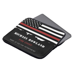 Personalized Firefighter Thin Red Line Fire Rescue Laptop Sleeve