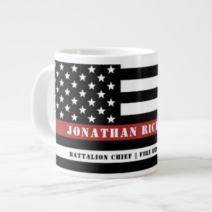Personalized Firefighter Thin Red Line Fire Rescue Large Coffee Mug