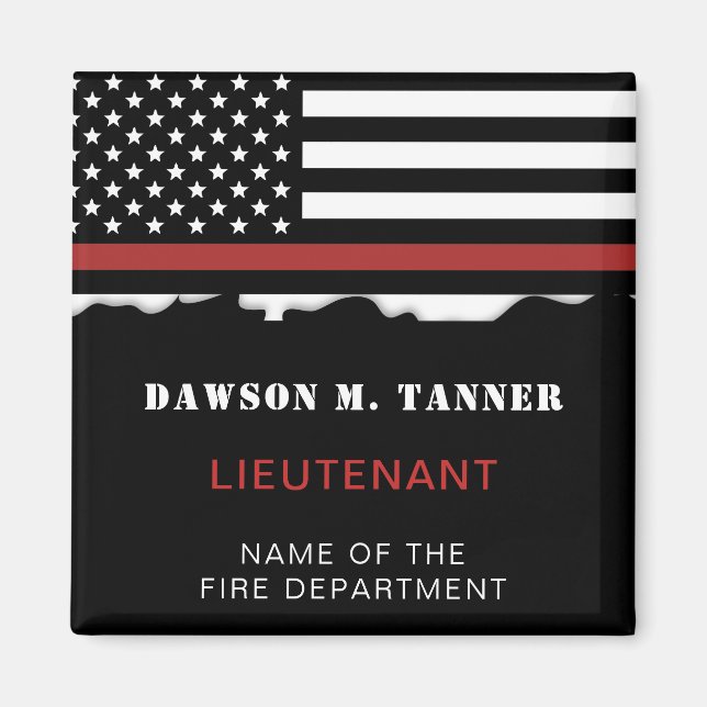 Personalized Firefighter Thin Red Line Fire Rescue Magnet (Front)
