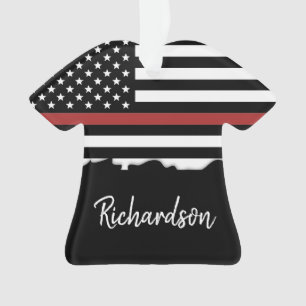 Personalized Firefighter Thin Red Line Fire Rescue Ornament